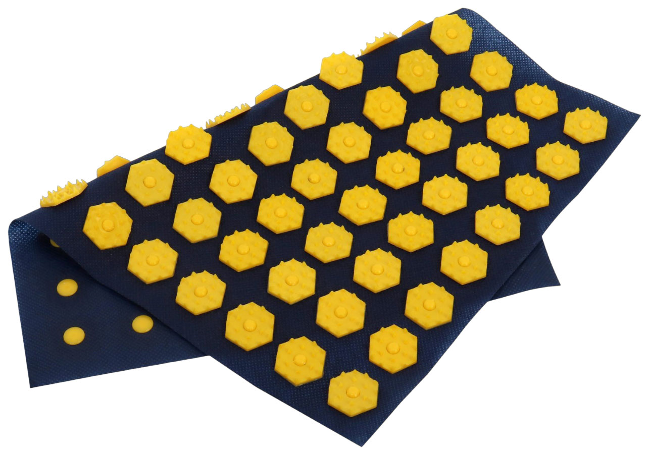 Ипликатор-коврик, основа спанбонд, 80 модулей, 32x26 см, цвет тёмно синий/жёлтый