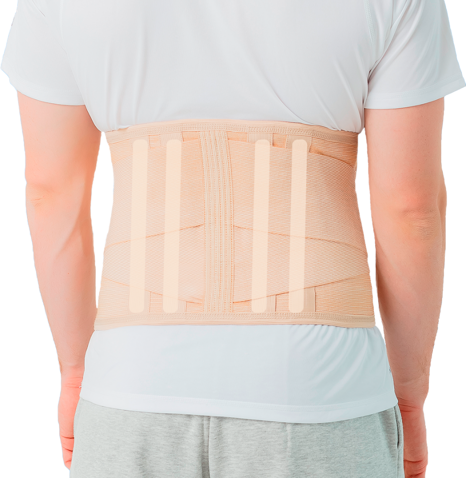 Корсет ортопедический поясничный с ребрами жесткости (бандаж/пояс для спины), бежевый р.2