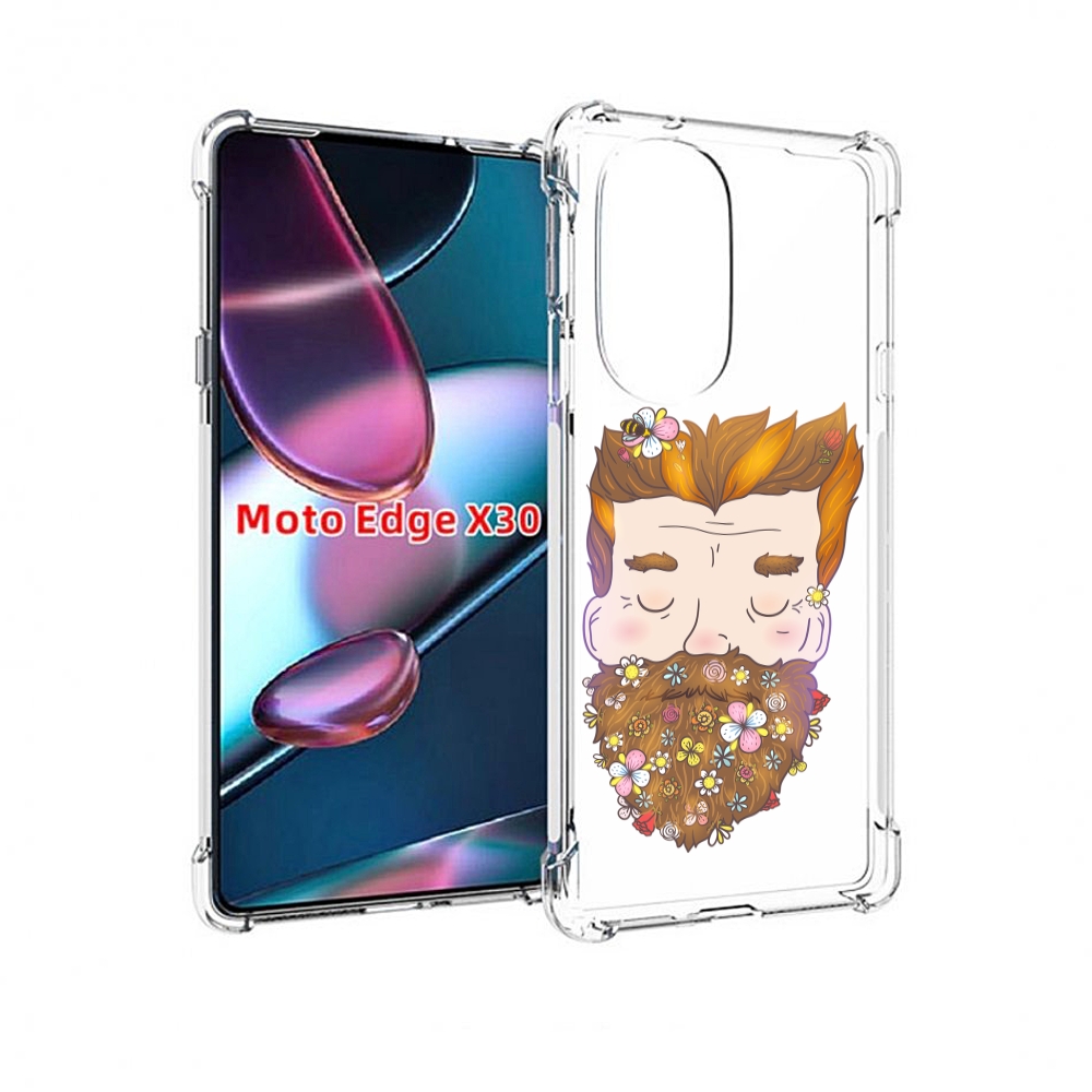 

Чехол MyPads мужчина с цветами в бороде для Motorola Moto Edge X30, Прозрачный, Tocco