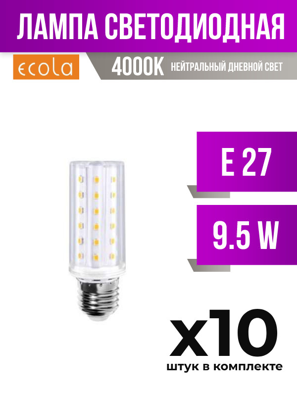 

Лампа светодиодная Ecola E27 9,5W 4000K, арт. 389282, 10 шт., 389282
