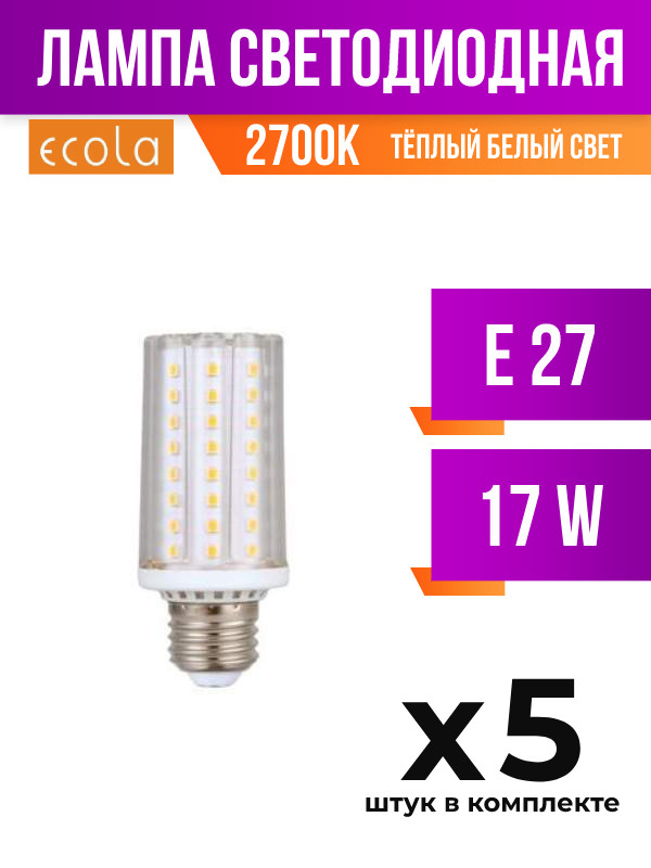 

Лампа светодиодная Ecola E27 17W 2700K, арт. 447446, 5 шт., 447446