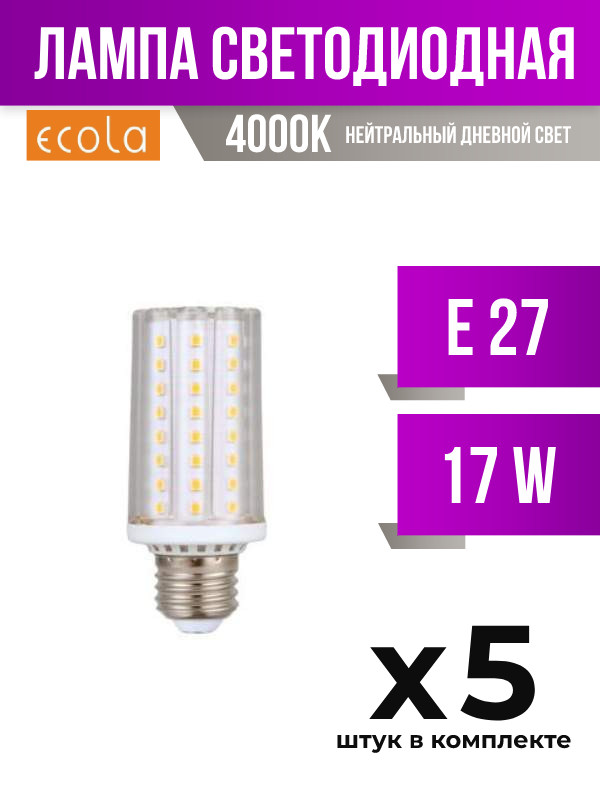 

Лампа светодиодная Ecola E27 17W 4000K, арт. 447447, 5 шт., 447447