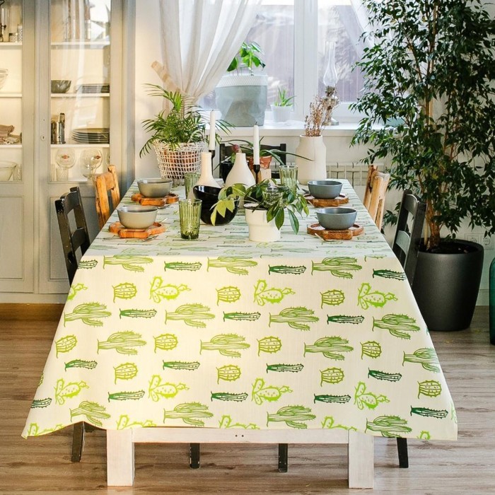 

Скатерть Этель "Кактусы" , 150*220 см, репс,пл.130 г/м²,100% хлопок, Этель: Кактусы