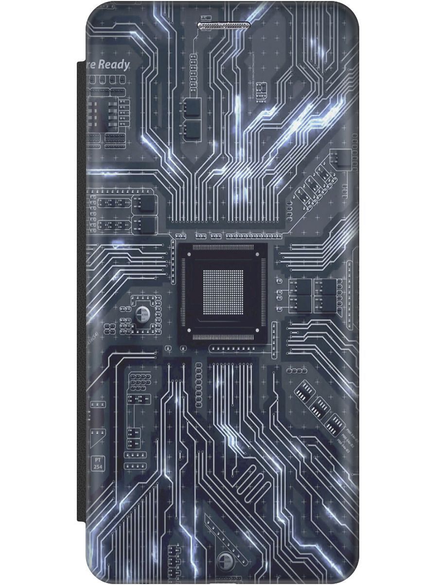 

Чехол-книжка на Samsung Galaxy A73 5G c принтом "Синяя микросхема" черный, Белый;серый, 10577