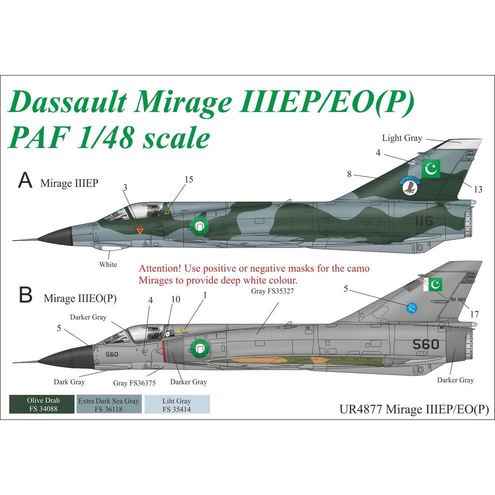 Декали UpRise 1/48 для Mirage IIIEP/EP(O) Pakistan Air Force UR4877