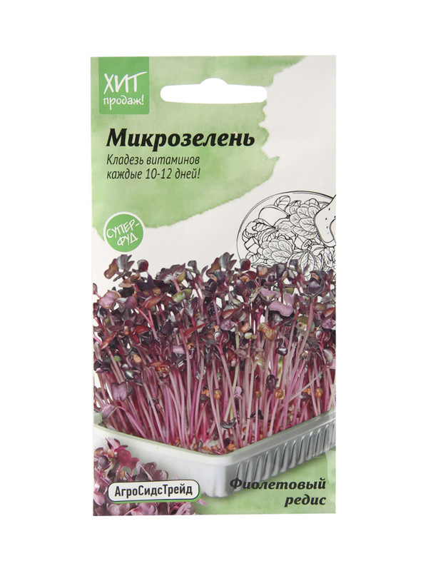 Микрозелень Фиолетовый редис для проращивания АСТ / семена для выращивания микрозелени