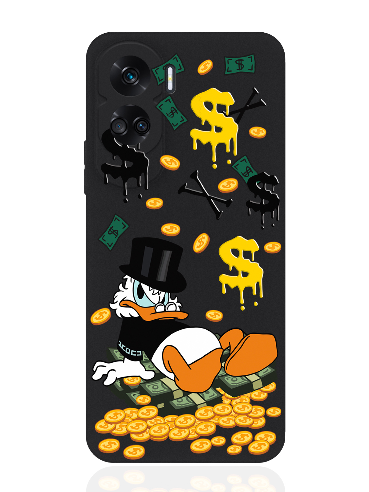 

Чехол для смартфона Honor 90 Lite черный силиконовый Богатенькая Утка, Черный;желтый, Honor