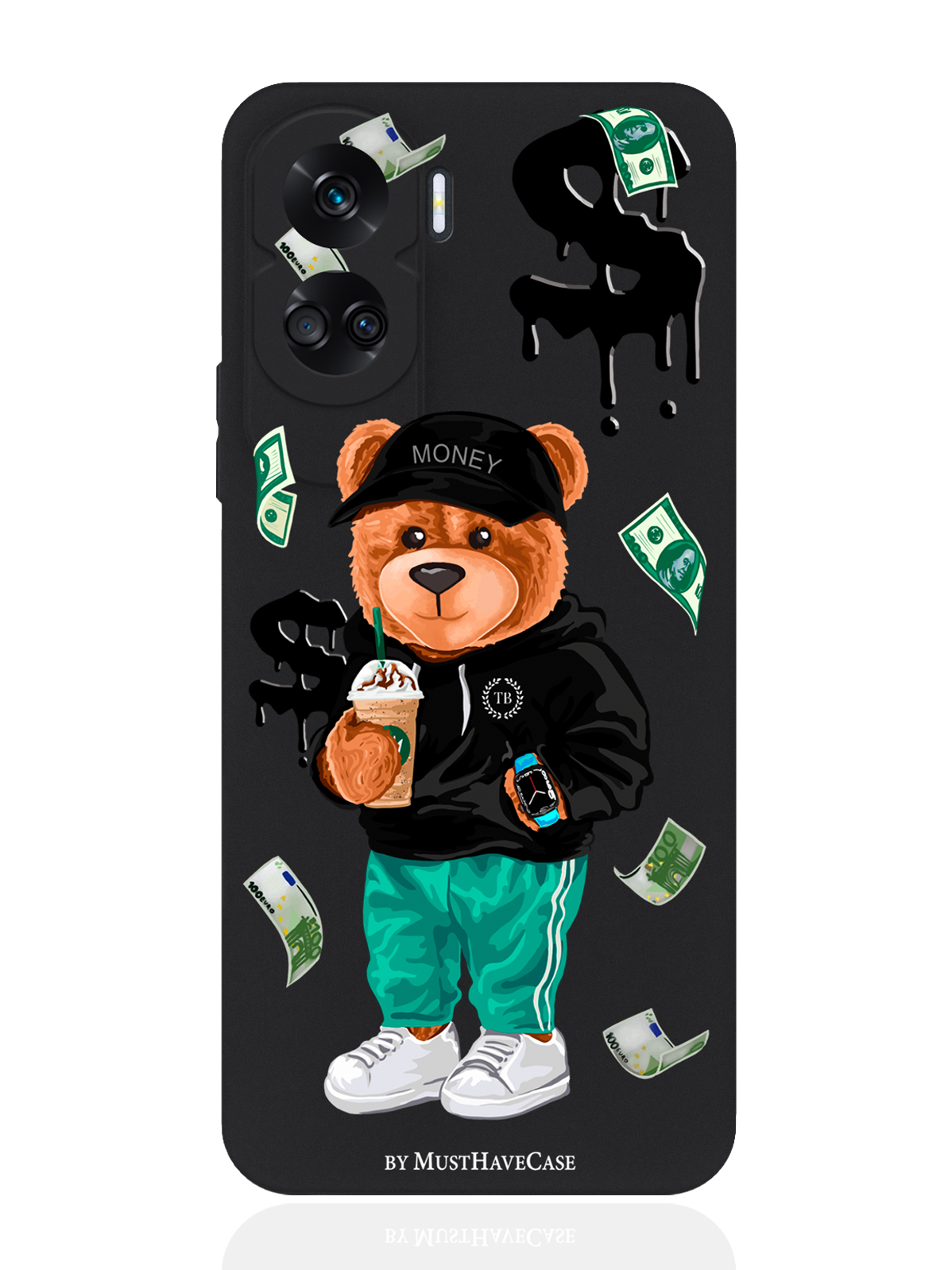 

Чехол для смартфона Honor 90 Lite черный силиконовый Tony Bear, Черный;зеленый;коричневый, Honor