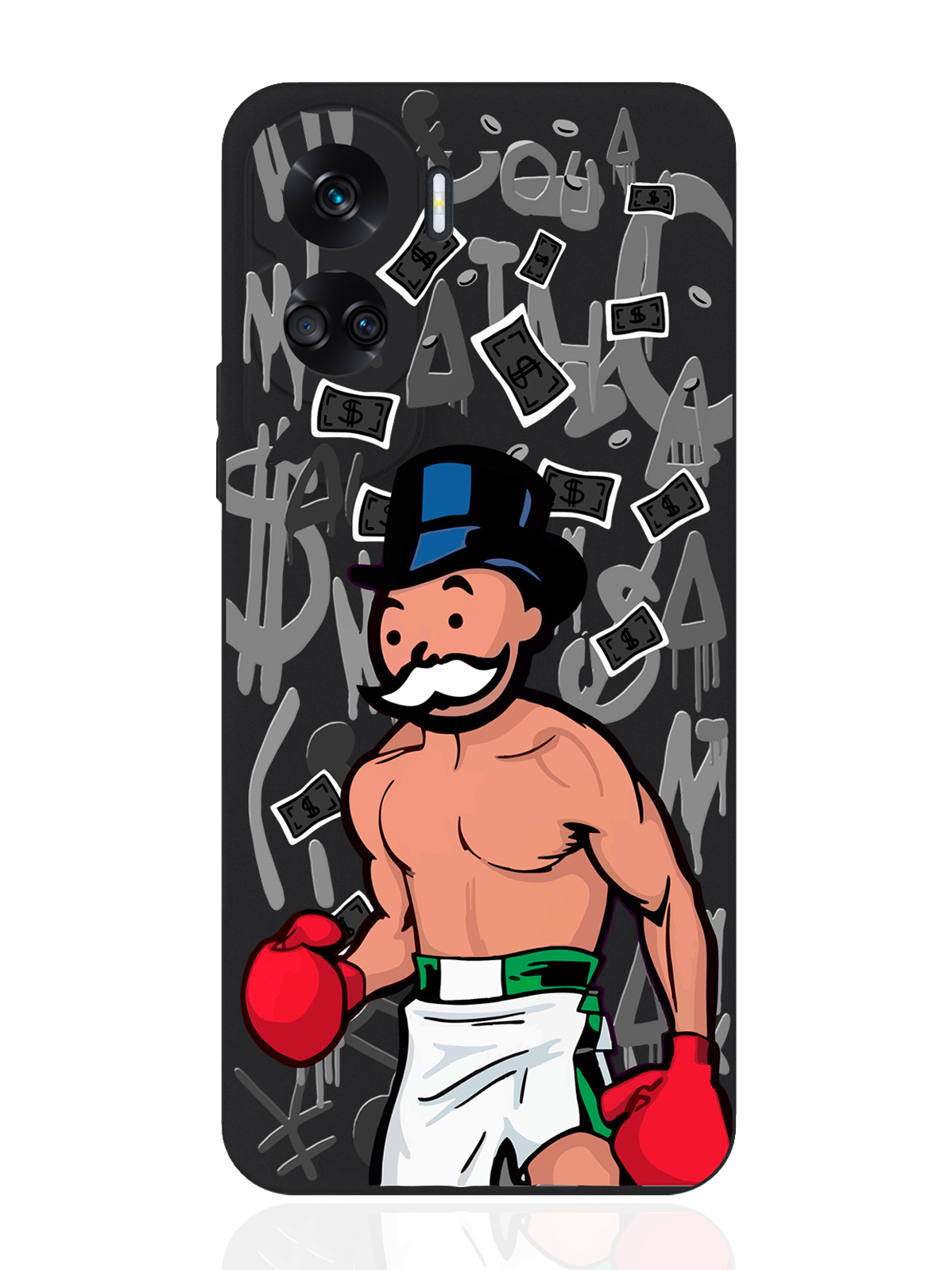 

Чехол для смартфона Honor 90 Lite черный силиконовый Monopoly Boxing, Разноцветный, Honor