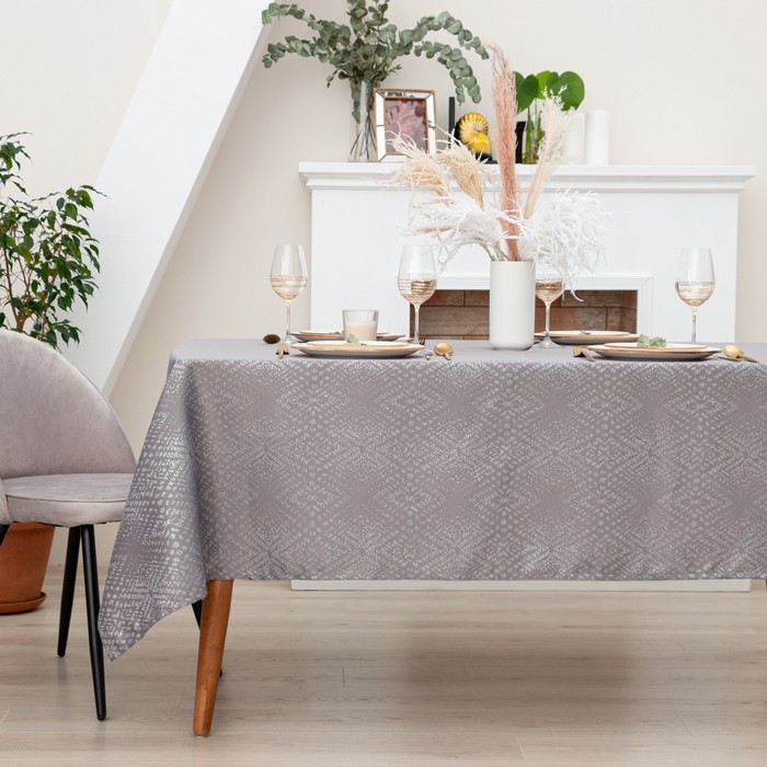 

Скатерть Этель "Ромбы" цв.серебро, 142*283 +/-3 см, 115 ±10 гр,100% п/э, Этель: Gloss