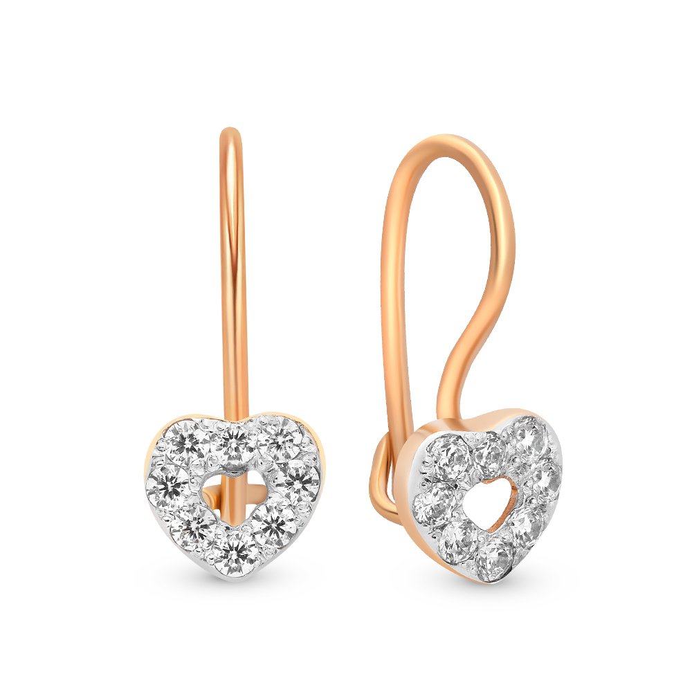 

Серьги из красного золота 585Gold 602000770, фианит, 602000770