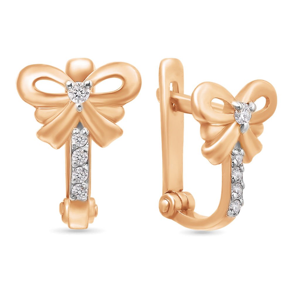 

Серьги из красного золота 585Gold 602000776, фианит, 602000776