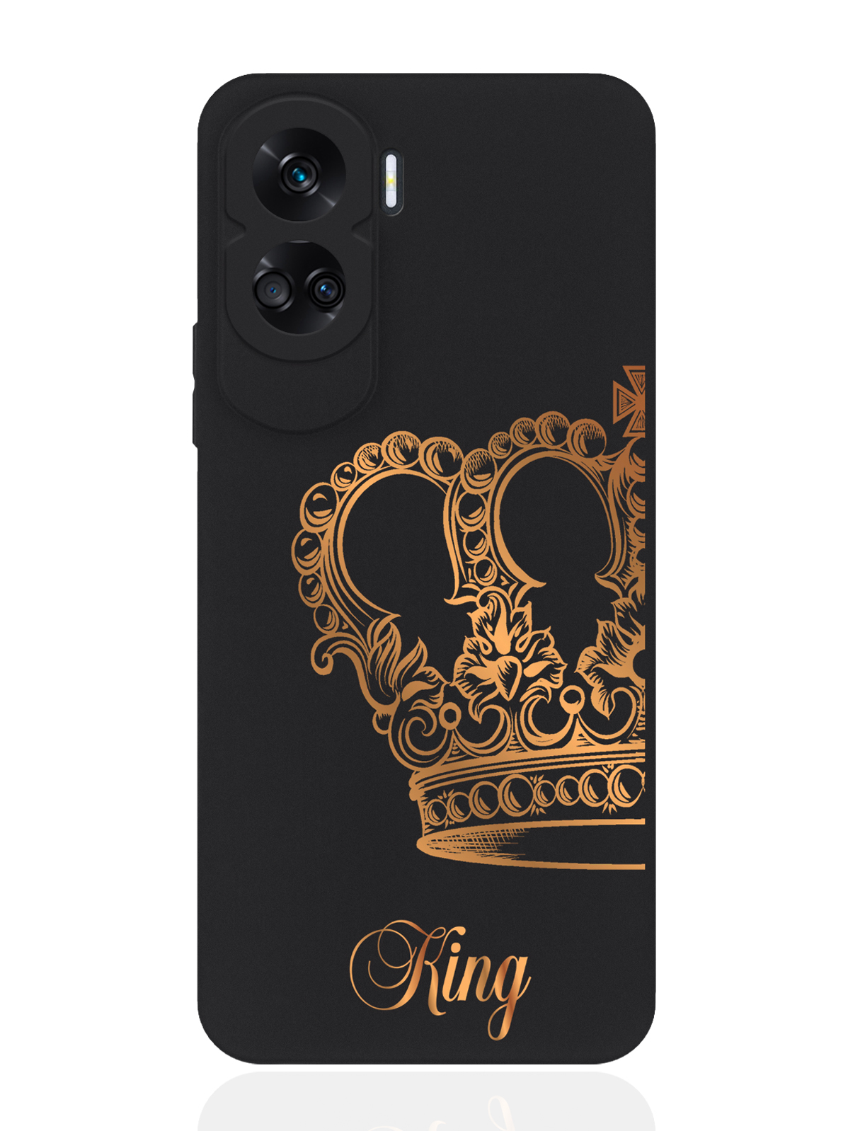 

Чехол для смартфона Honor 90 Lite черный силиконовый Парный чехол корона King, Черный;золотистый