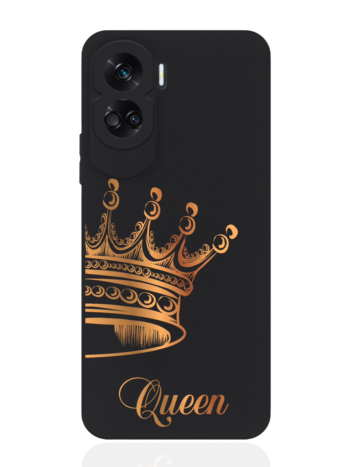 

Чехол для смартфона Honor 90 Lite черный силиконовый Парный чехол корона Queen, Черный;золотистый