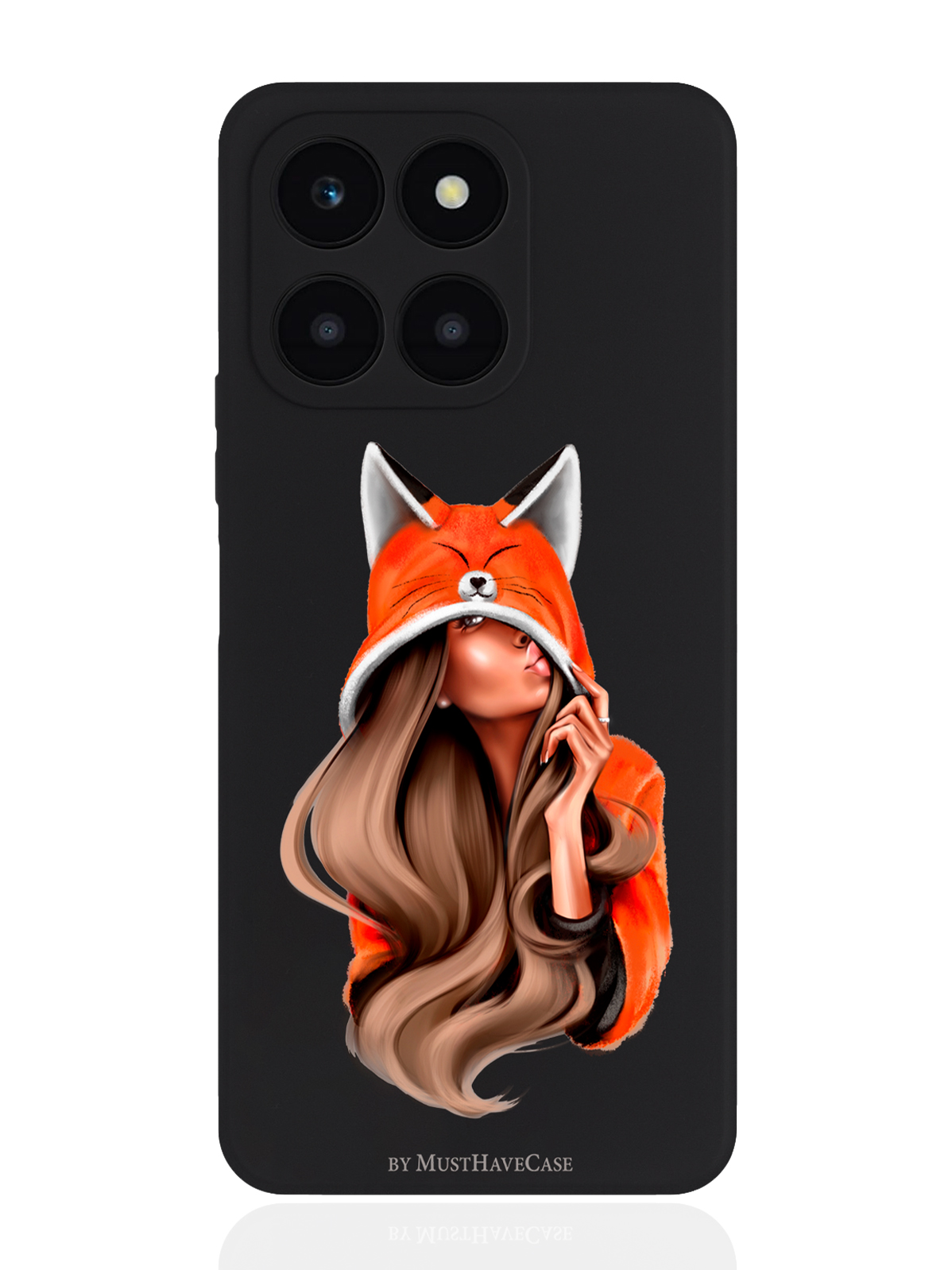 

Чехол для смартфона Honor X6A черный силиконовый Foxy Girl, Оранжевый;черный, Honor