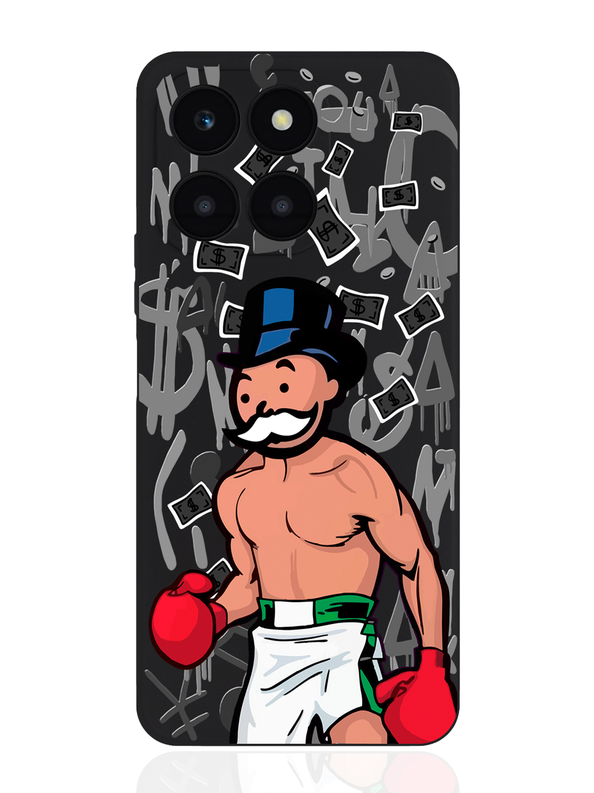 

Чехол для смартфона Honor X6A черный силиконовый Monopoly Boxing, Разноцветный, Honor