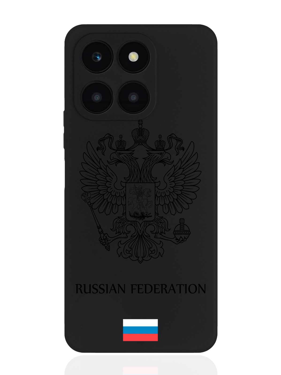 

Чехол для смартфона Honor X6A черный силиконовый Черный лаковый Герб Россия, Honor