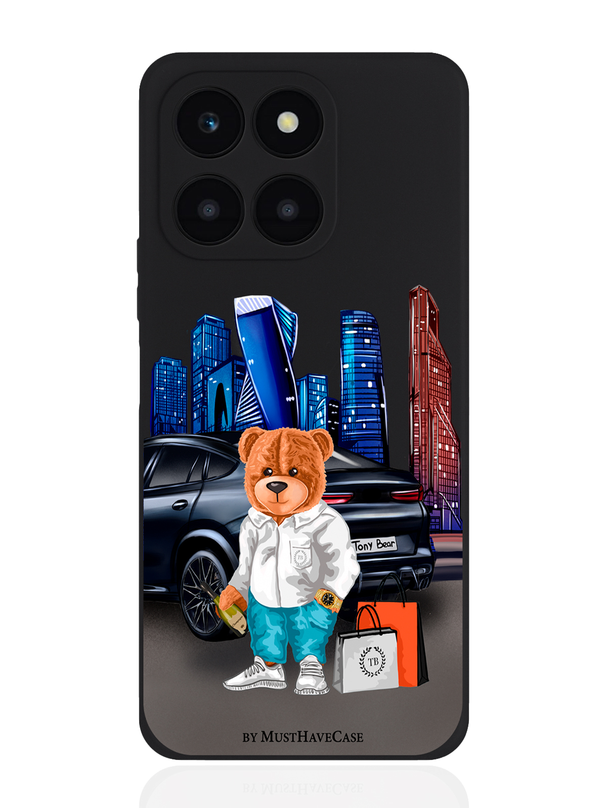 

Чехол для смартфона Honor X6A черный силиконовый Tony Moscow city, Черный;синий;коричневый, Honor