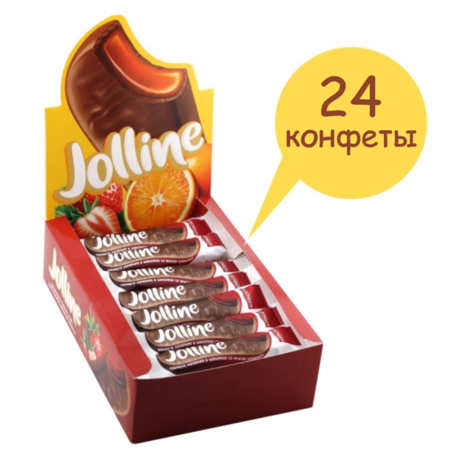 

Конфеты желейные Bruni JOLLINE в шоколаде со вкусом клубники 21г х 24шт