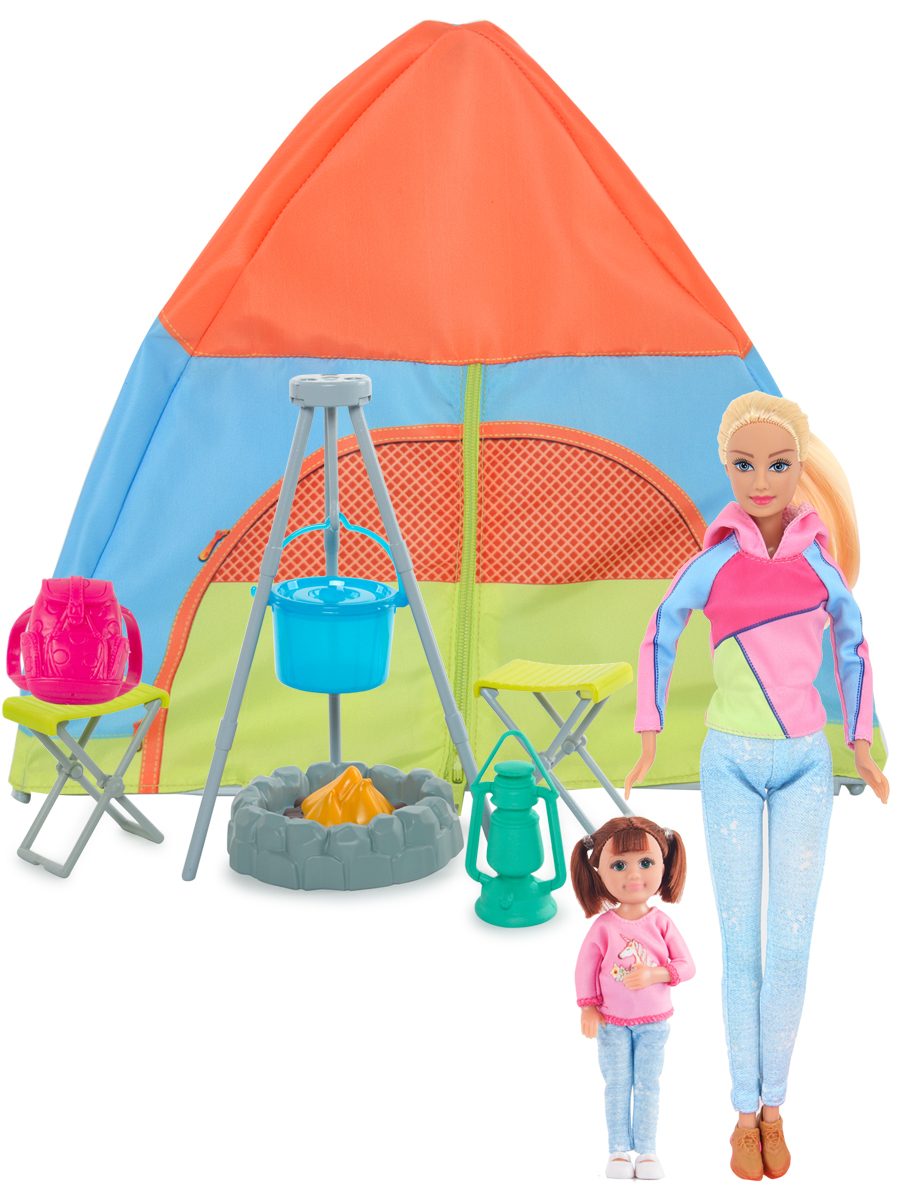 Игровой набор Defa Lucy Отдых с палаткой 2 куклы 29 и 15 см