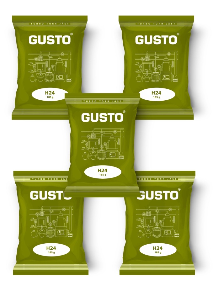 

Спиртовые турбо дрожжи GUSTO H24, 185гр (в комплекте 5 шт)