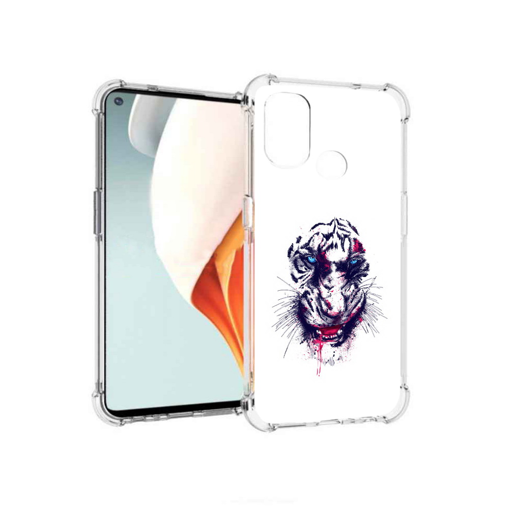 

Чехол MyPads Tocco для OnePlus Nord N100 безумный тигр (PT227045.141.228), Прозрачный, Tocco