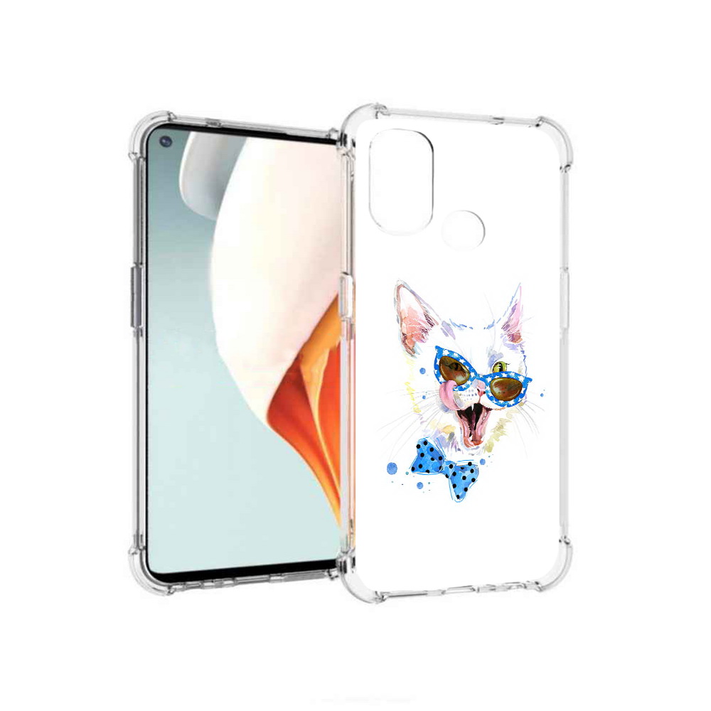 

Чехол MyPads Tocco для OnePlus Nord N100 белый кот (PT227045.141.229), Прозрачный, Tocco