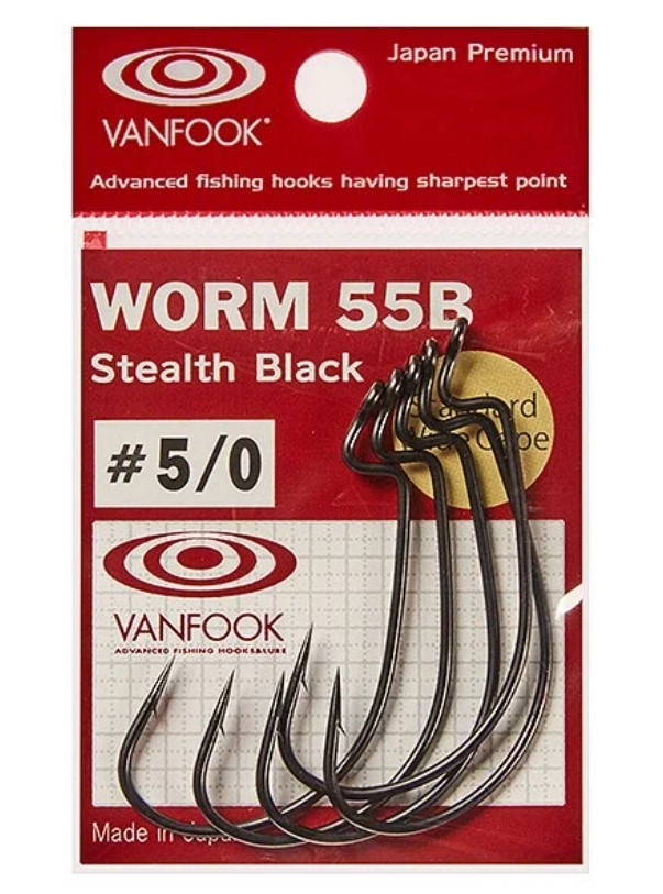 Офсетные крючки Vanfook Worm-55B #5/0 stealth black