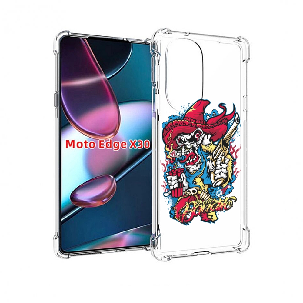 

Чехол MyPads нарисованный скелет с писталетом для Motorola Moto Edge X30, Прозрачный, Tocco