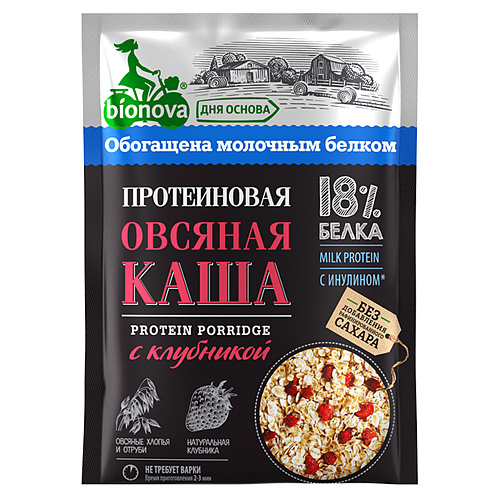 Каша протеиновая Bionova Овсяная с клубникой, 40 г х 4 шт