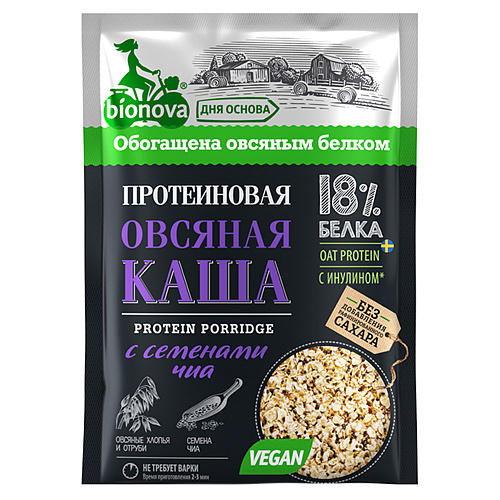 Каша протеиновая Bionova Овсяная с семенами чиа, 40 г х 4 шт