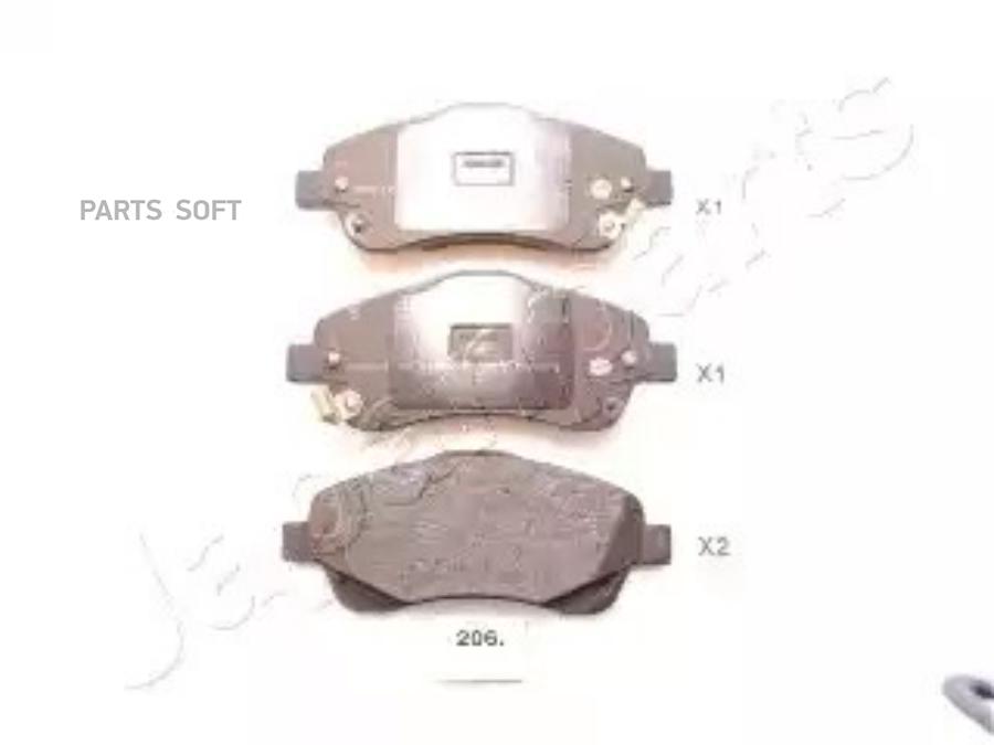 

Монтажный комплект тормозных колодок Japanparts PA206AF