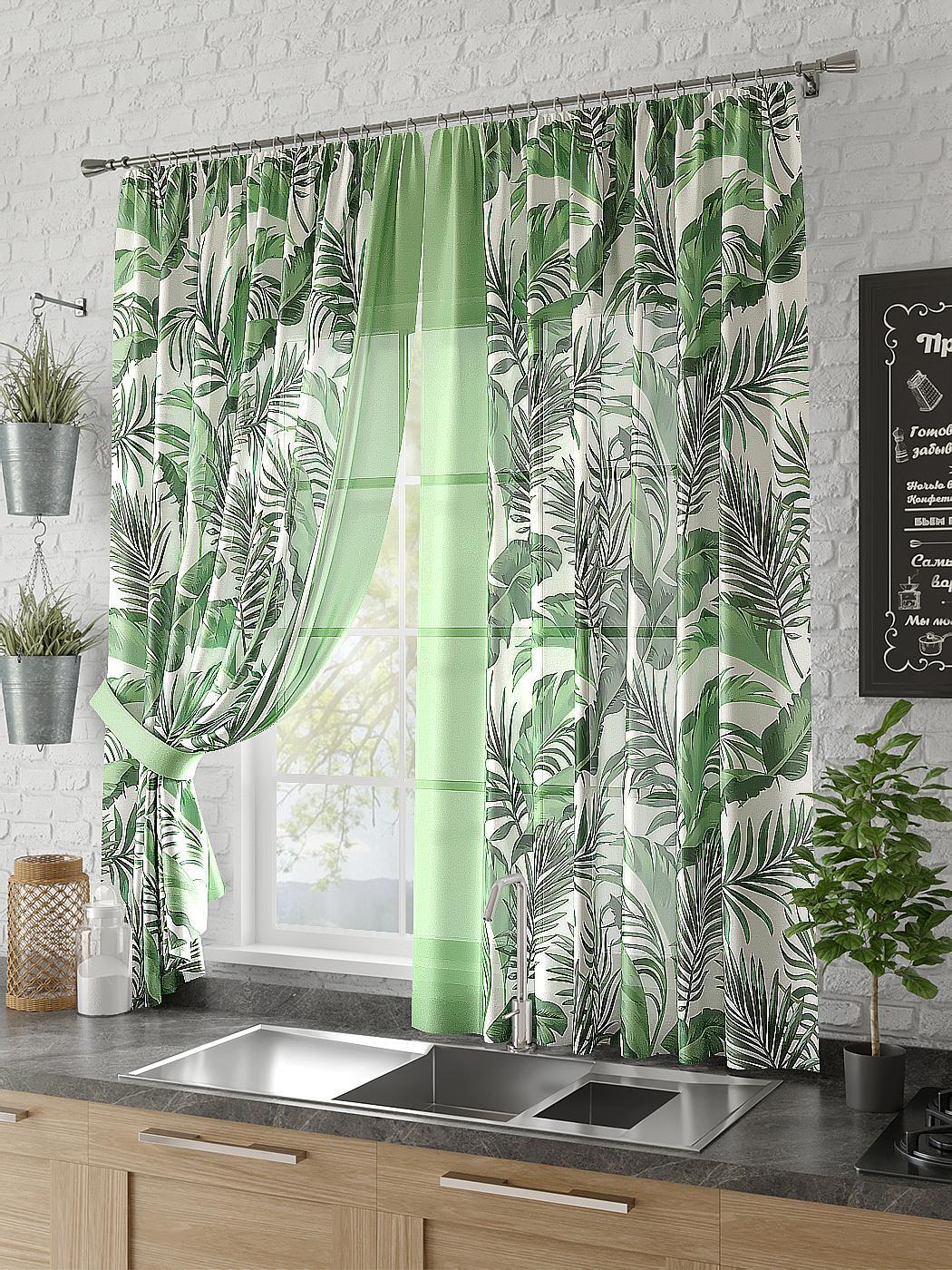 

Комплекты штор AT HOME Зоис высота 180 см, ширина 150 см, Зеленый, 930401