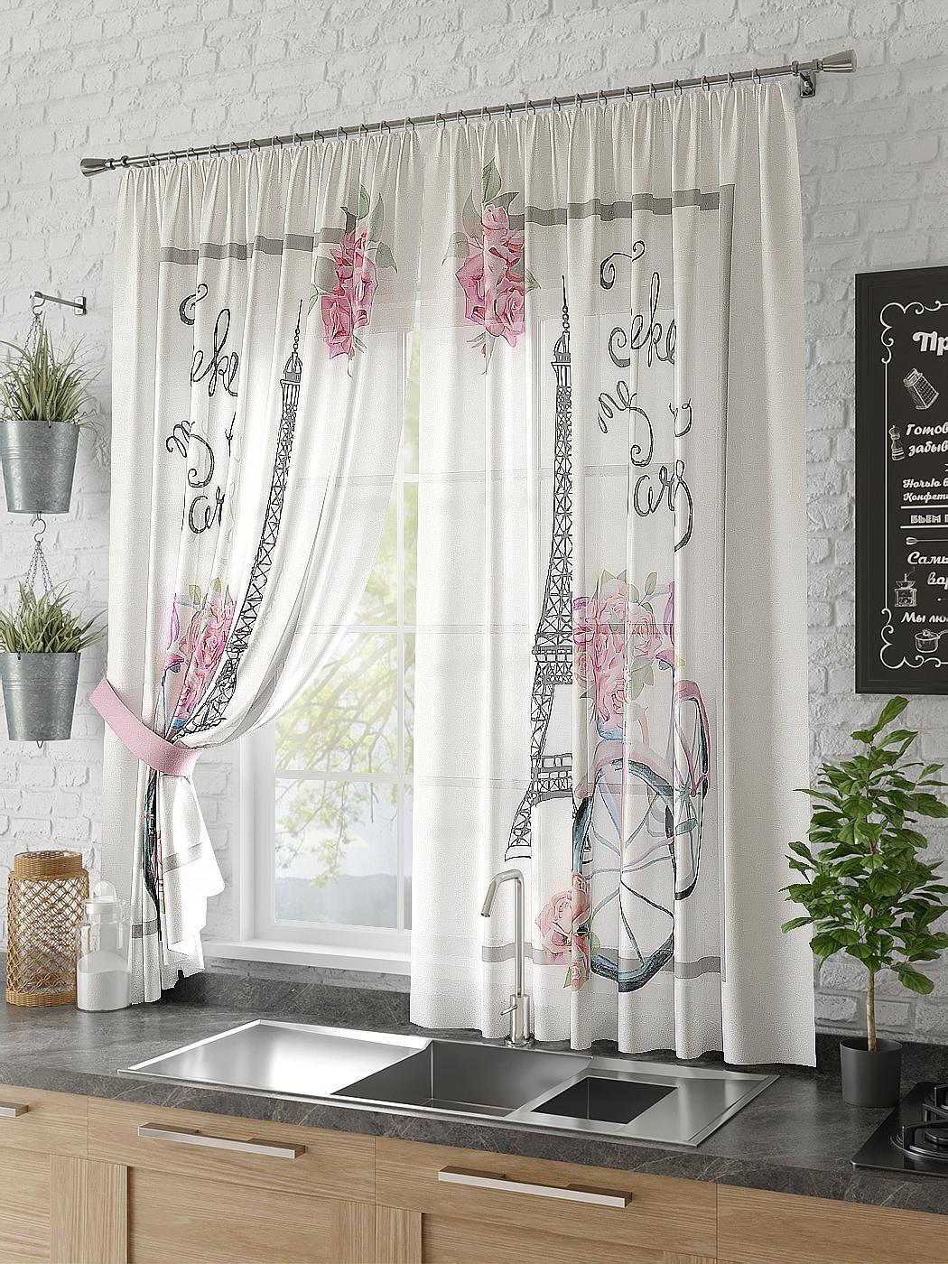 

Комплекты штор AT HOME Вендис высота 180 см, ширина 150 см, Белый, 930457