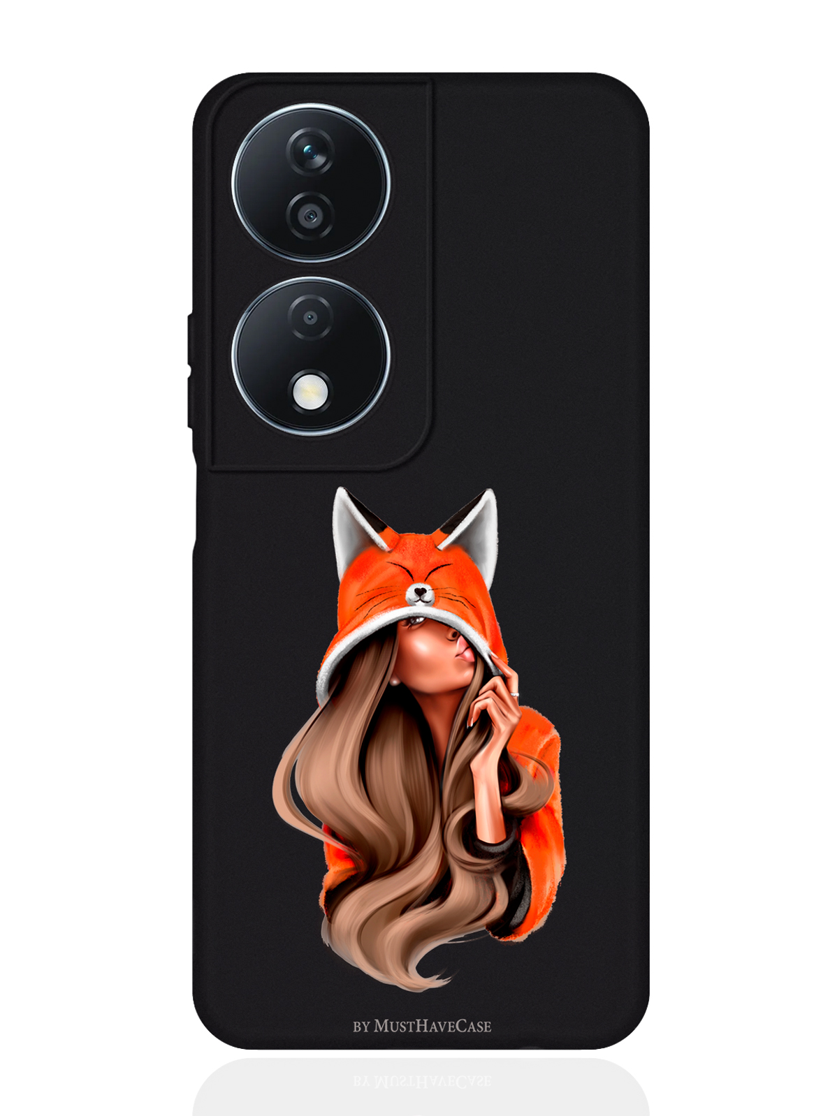 

Чехол для смартфона Honor X7b черный силиконовый Foxy Girl, Оранжевый;черный, Honor