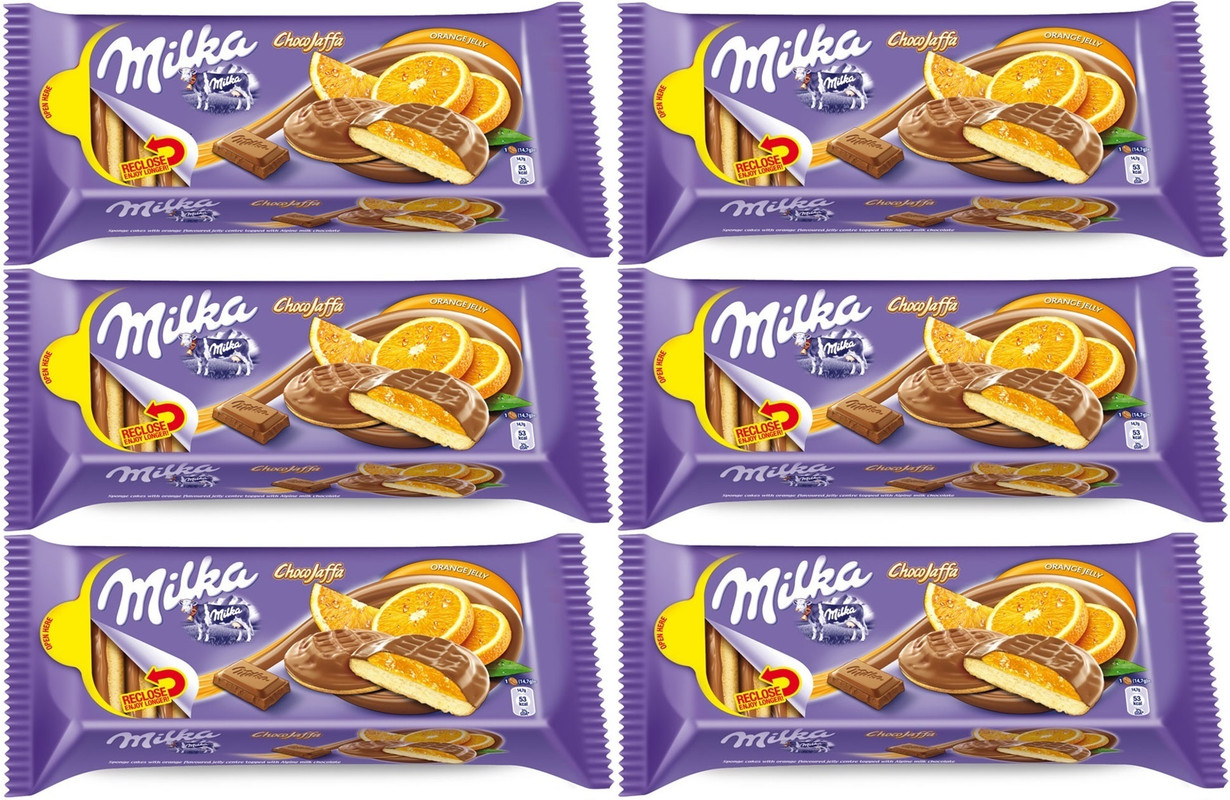 

Печенье Milka Choco Jaffa Orange с апельсиновой начинкой 147 г, х6 шт., Печенье