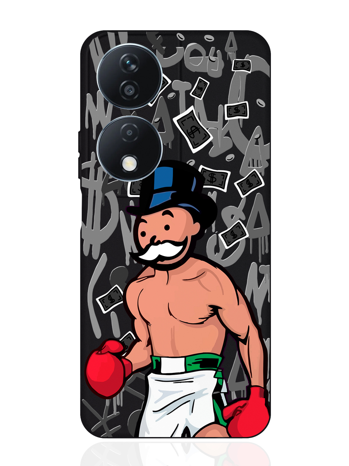 

Чехол для смартфона Honor X7b черный силиконовый Monopoly Boxing, Разноцветный, Honor