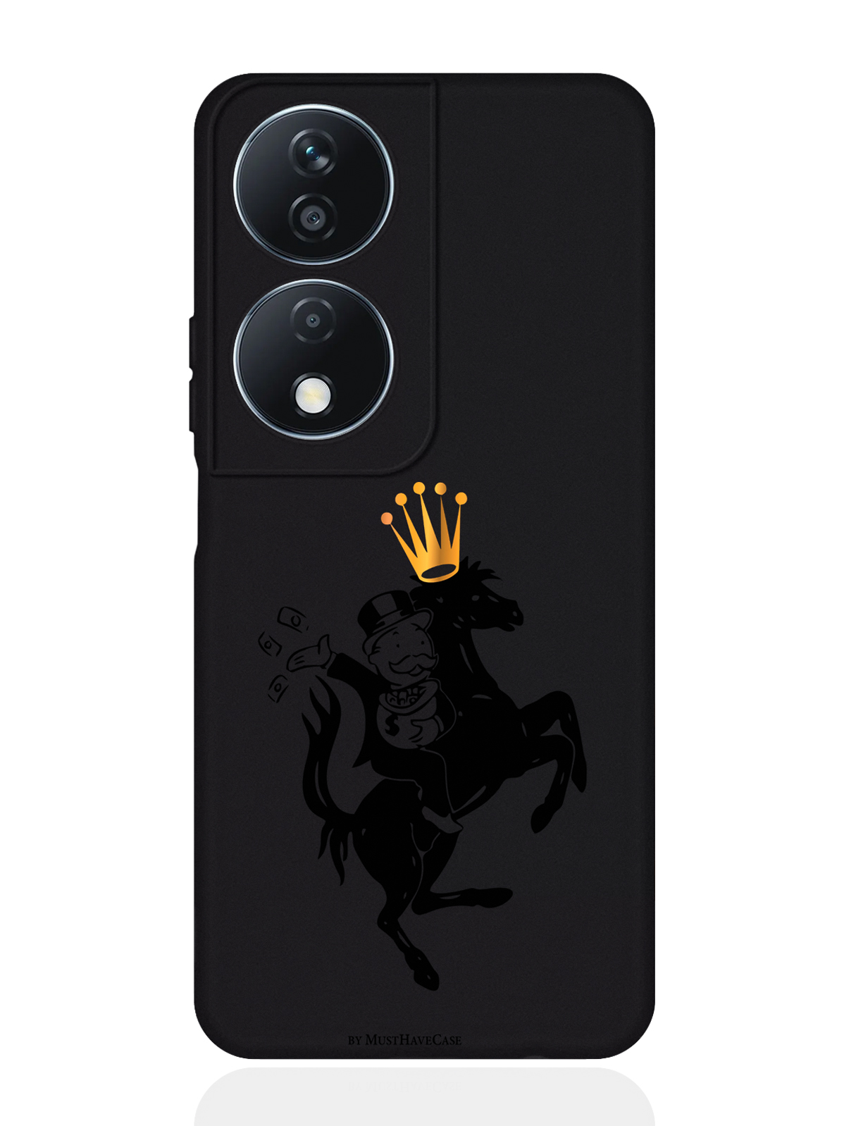 

Чехол для смартфона Honor X7b черный силиконовый Monopoly на коне, Черный;золотистый