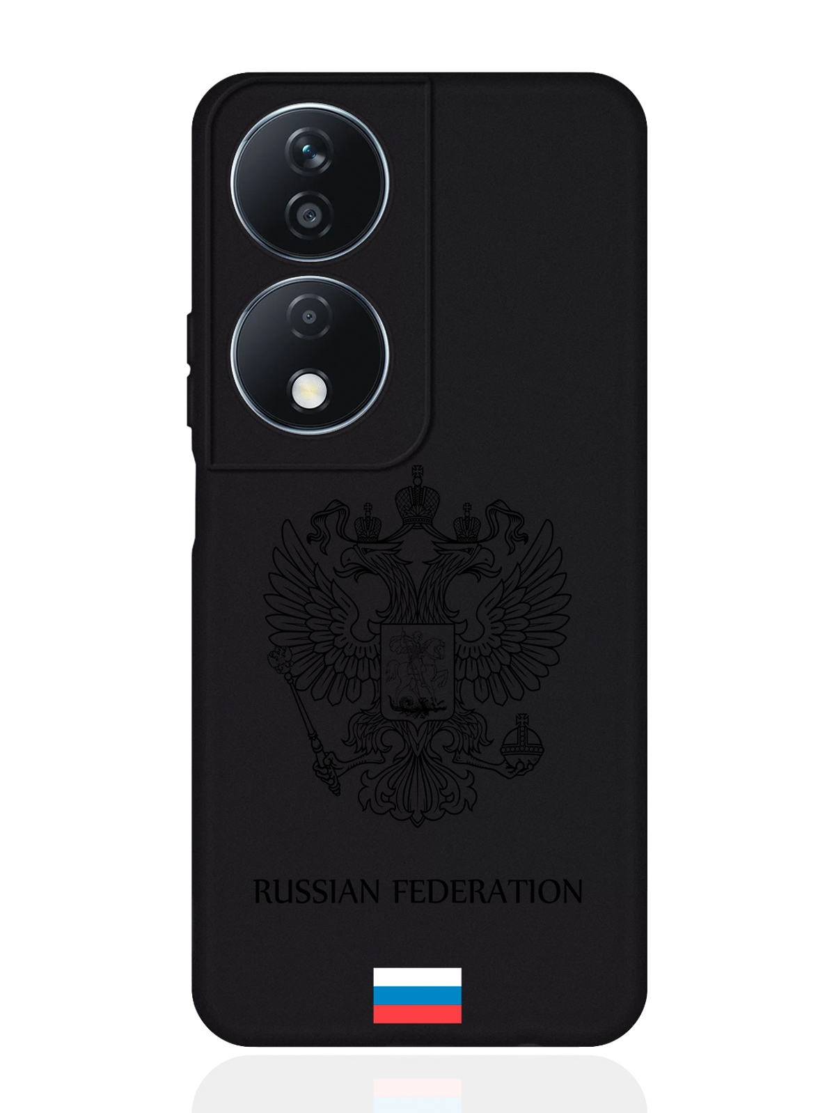 

Чехол для смартфона Honor X7b черный силиконовый Черный лаковый Герб Россия, Honor