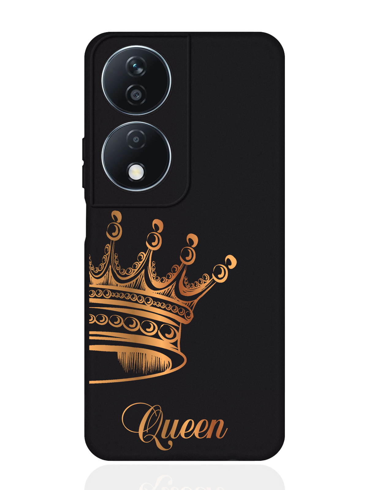

Чехол для смартфона Honor X7b черный силиконовый Парный чехол корона Queen, Черный;золотистый