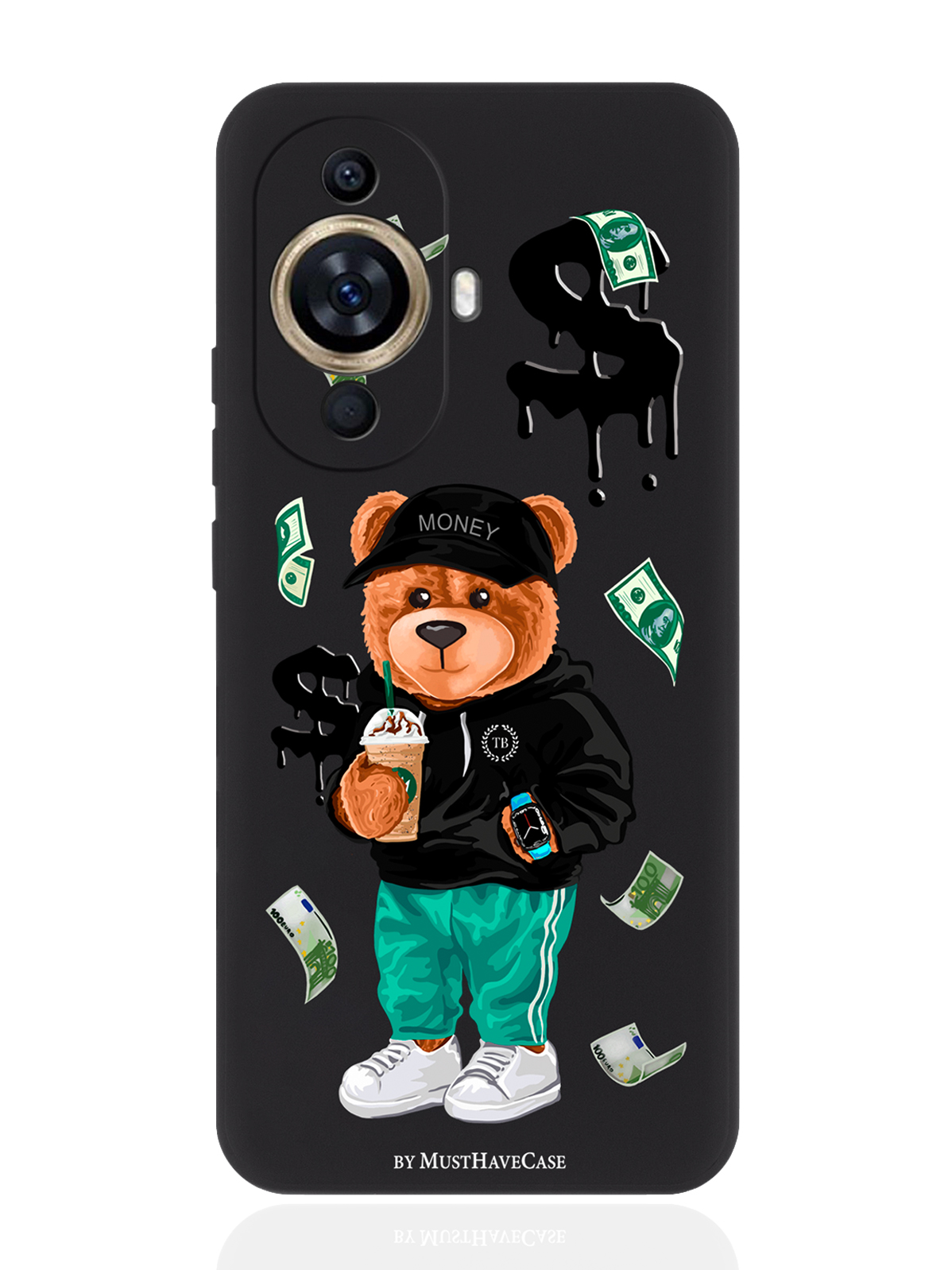 

Чехол для смартфона Huawei Nova 11 черный силиконовый Tony Bear, Черный;зеленый;коричневый, Huawei