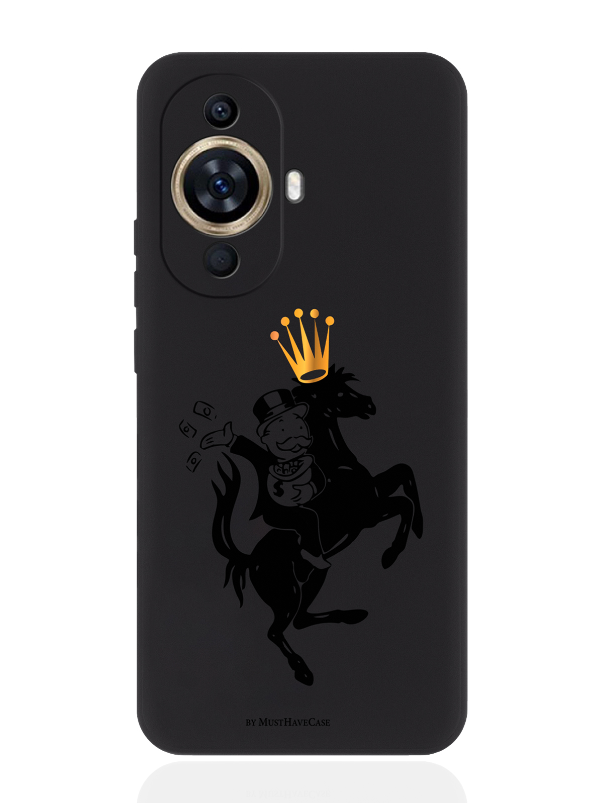 

Чехол для смартфона Huawei Nova 11 черный силиконовый Monopoly на коне, Разноцветный, Huawei