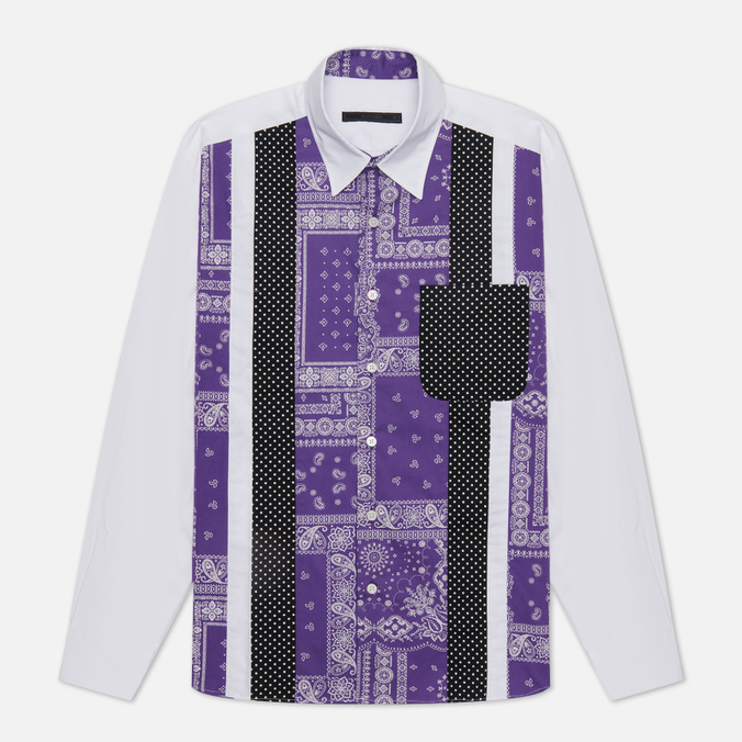 Мужская рубашка SOPHNET. Vertical Paneled Big фиолетовый, Размер M