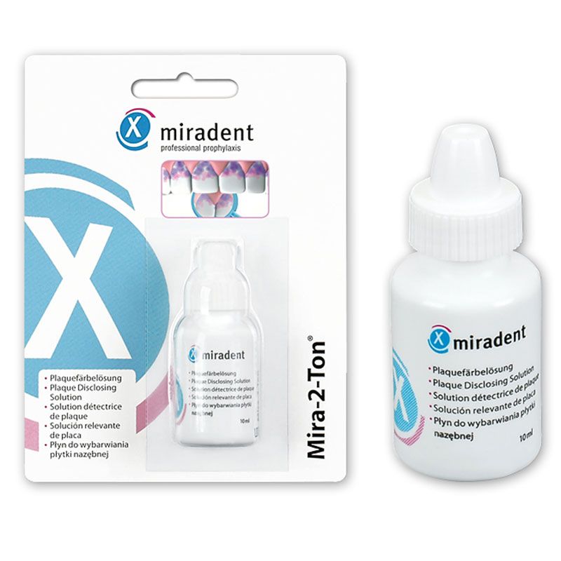 Двухкомпонентный раствор Miradent Mira-2-Ton для определения зубных отложений, 10 мл