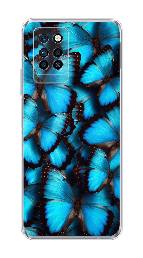 

Чехол на Infinix Note 10 Pro "Тропическая бабочка 2", Голубой;черный, 3100150-1