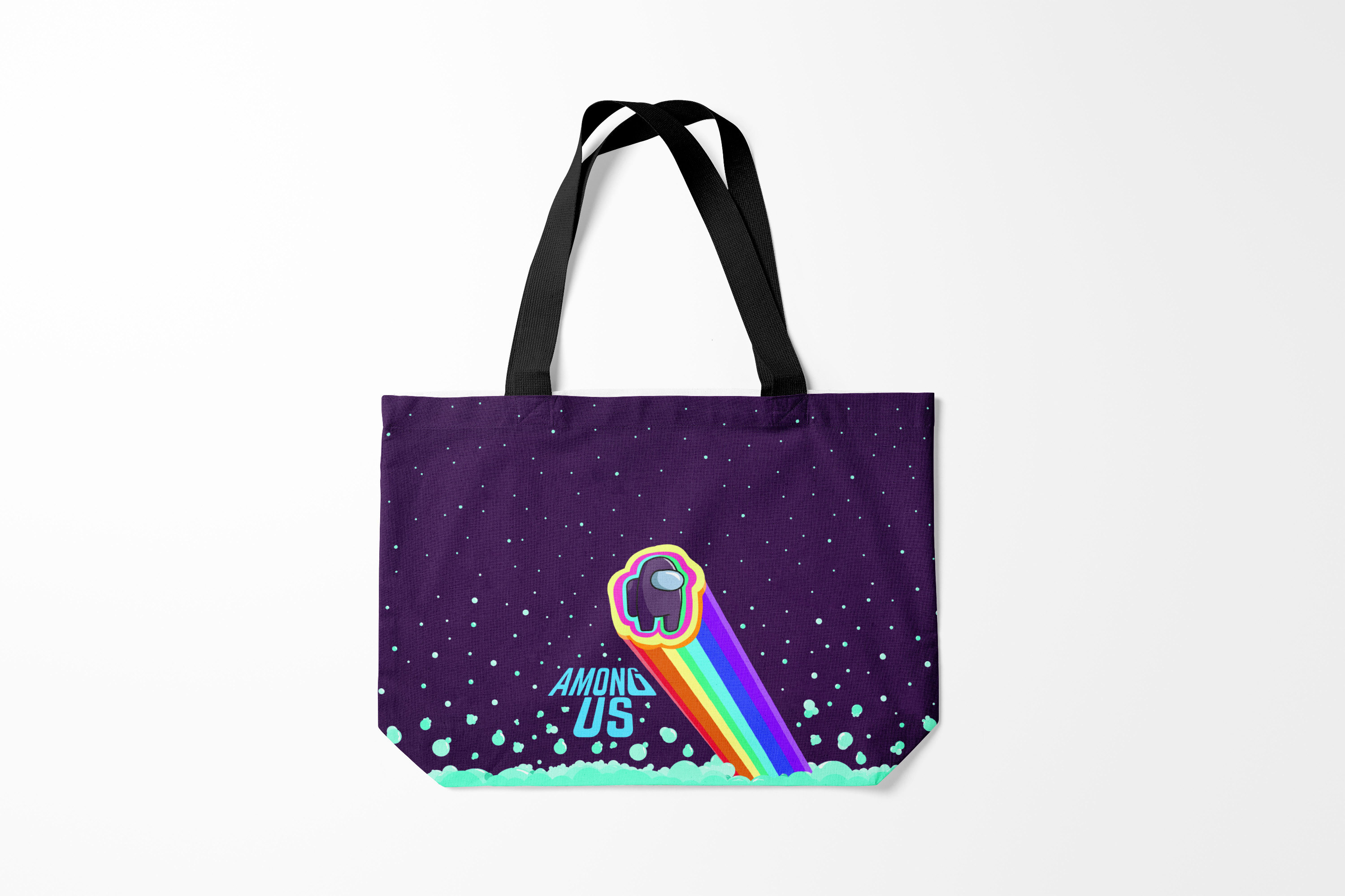 

Сумка шoппер унисекс Burnettie Among us neon rainbow, фиолетовый, Among us neon rainbow