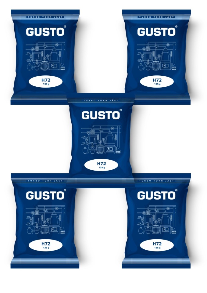 

Спиртовые турбо дрожжи GUSTO H72, 135гр (в комплекте 5 шт)