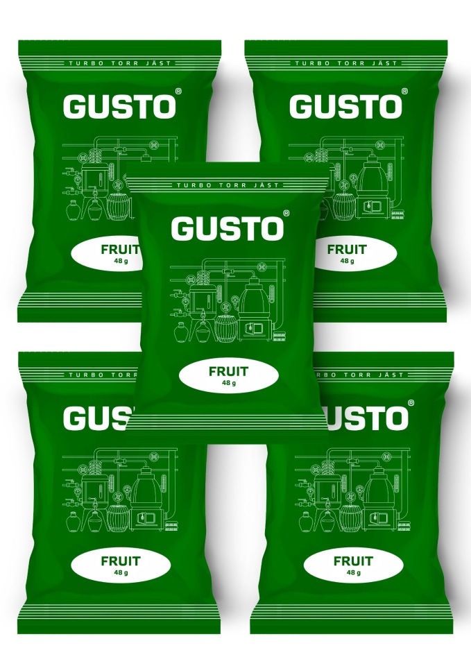 

Спиртовые турбо дрожжи GUSTO FRUIT 48 гр (в комплекте 5 шт)