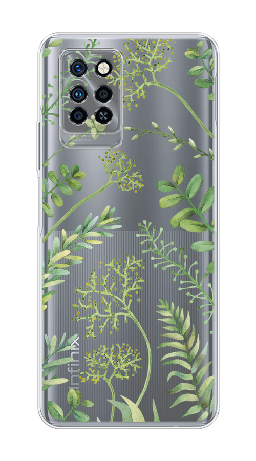 

Чехол на Infinix Note 10 Pro "Green Leaves", Зеленый;прозрачный, 3100150-1