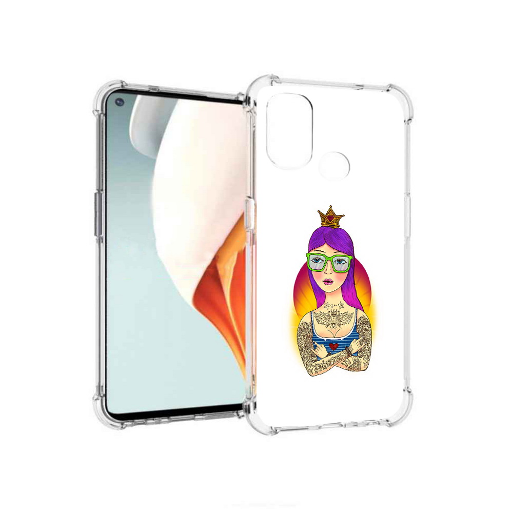 

Чехол MyPads Tocco для OnePlus Nord N100 девушка в татуировках с короной, Прозрачный, Tocco